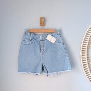 MAISON STELLA & SUZIE Silas Denim Shorts Raw Hem, Light Blue, FR 36/US 4, NWT